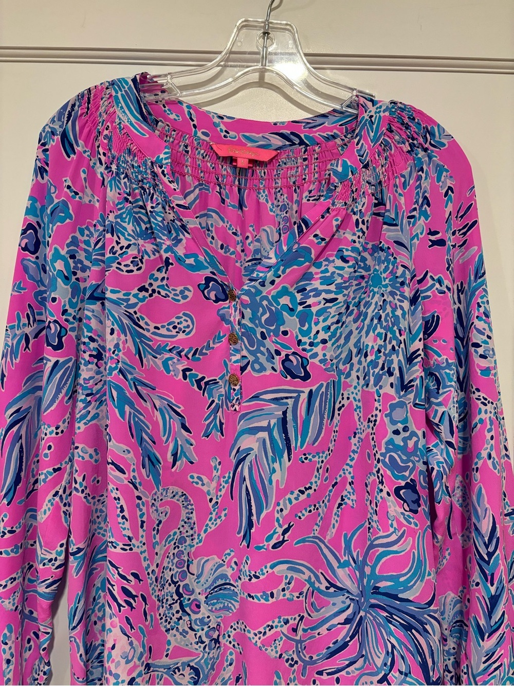 Lilly Pulitzer Elsa Silk Top Mandevilla Pink New Kids On The Dock Pink Blue S - Picture 8 of 13